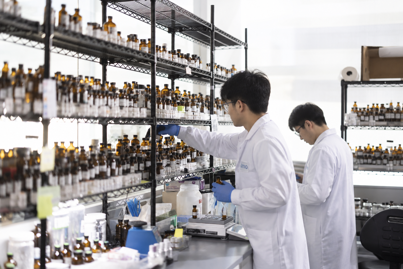 Fragrance engineers selecting scent samples for private label home fragrance development at GT Industrial Cosmetic